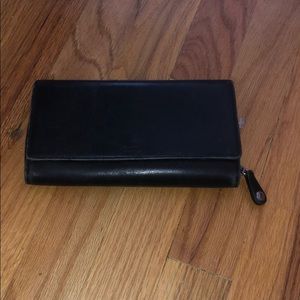 Coach Trifold Wallet in Black Leather